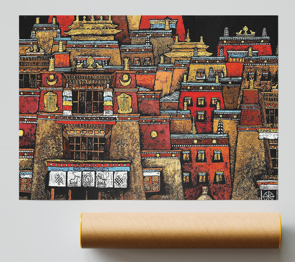 Tibetan Art Houses Poster