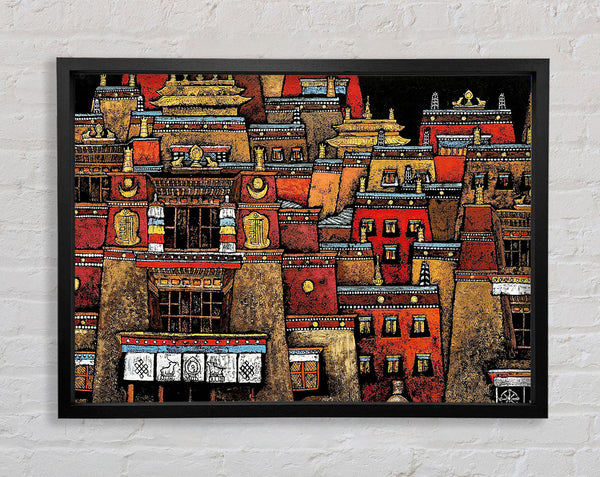 Tibetan Art Houses Framed Print