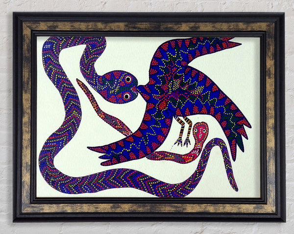 Aboriginal Snake Bird Framed Print