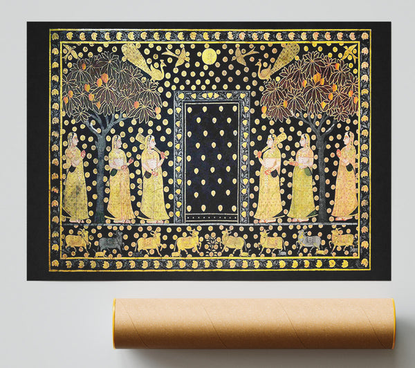 Hindu Pichwai Painting Rajasthan Poster