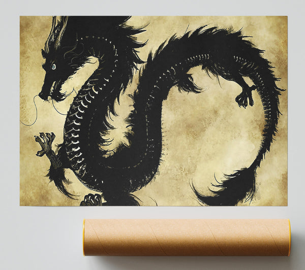 Chinese Black Dragon Giclee Print