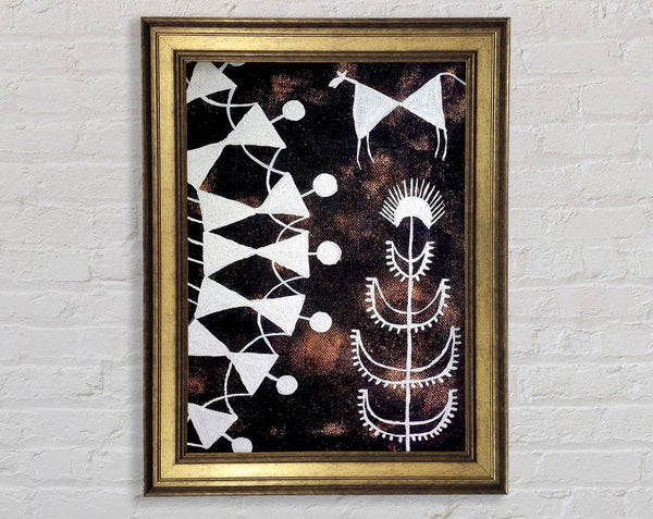 Aboriginal Warli Tarpa Dance Framed Print