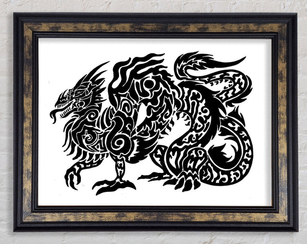 Tribal Long Body Dragon Framed Print