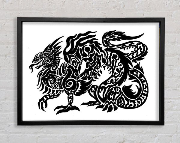 Tribal Long Body Dragon Framed Print