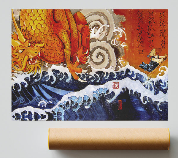 Japanese Samurai Monk Dragon Giclee Print
