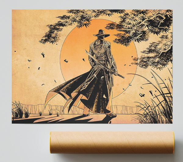 Japanese Samurai Sunset Giclee Print