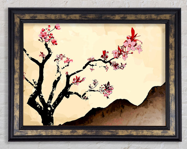 Cherry Blossom Brown Framed Print