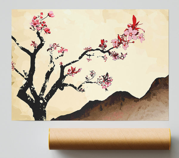Cherry Blossom Brown Print