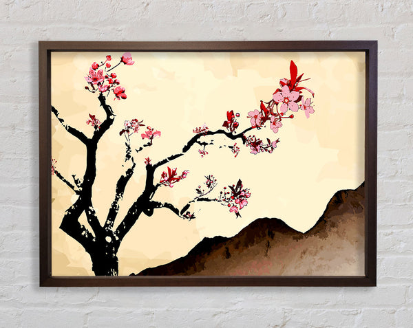 Cherry Blossom Brown Framed Print