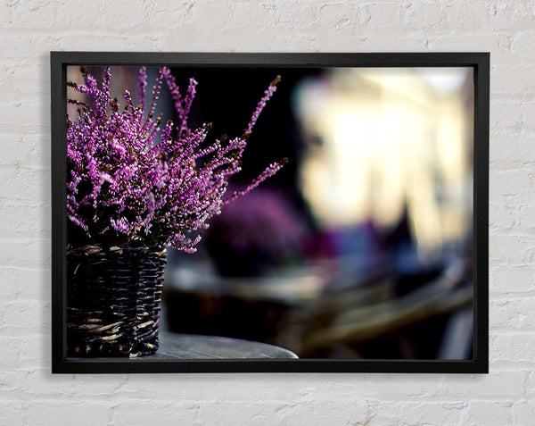 Purple Flowers In A Basket Framed Print