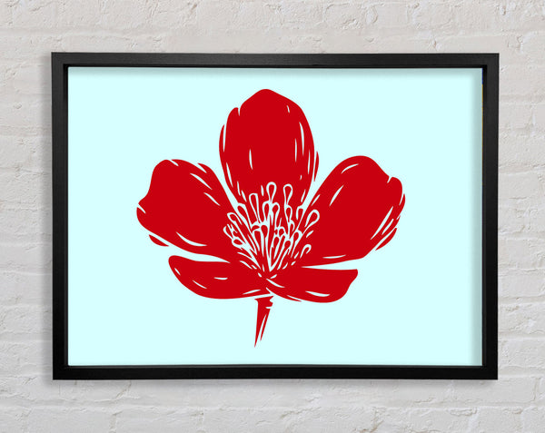Red On Baby Blue Framed Print