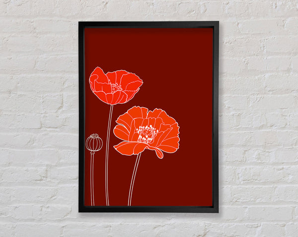 Red Poppies Maroon Framed Print