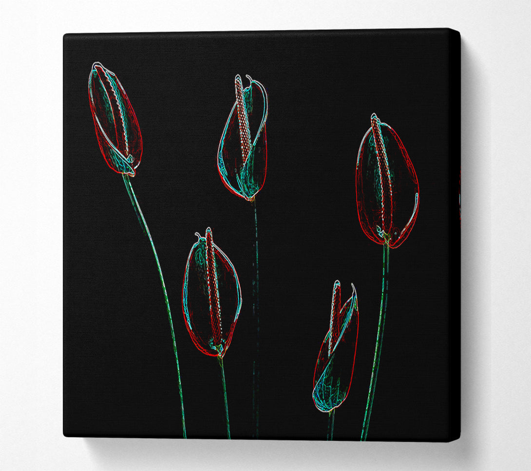  A Canvas Print of Abstarct Neon Night Flowers Canvas Wall Art