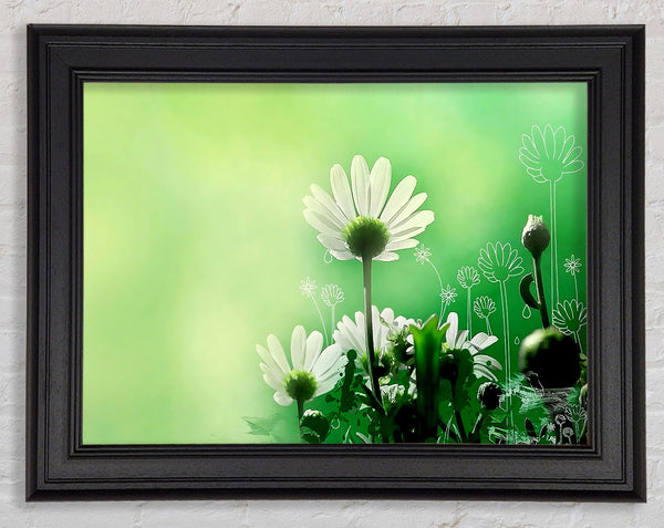 Green Flower Parade Framed Print