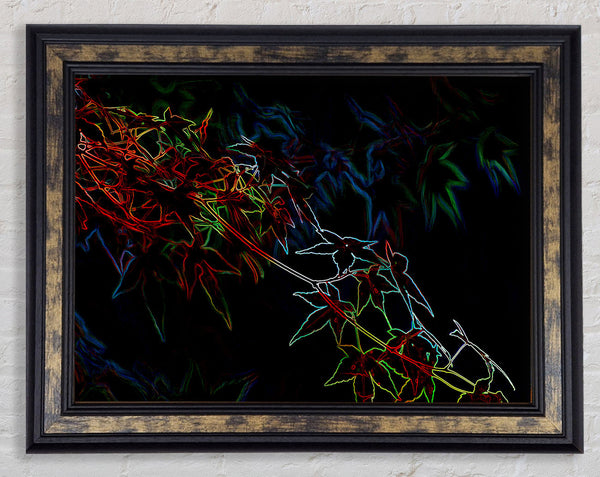 Abstract Neon Floral 08 Framed Print
