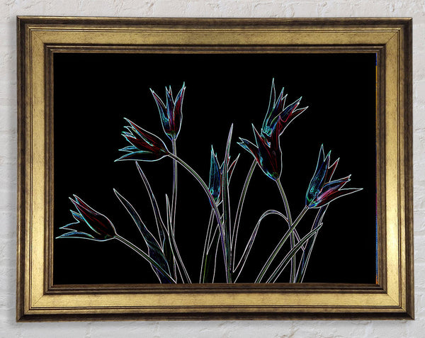 Abstract Neon Floral 31 Framed Print