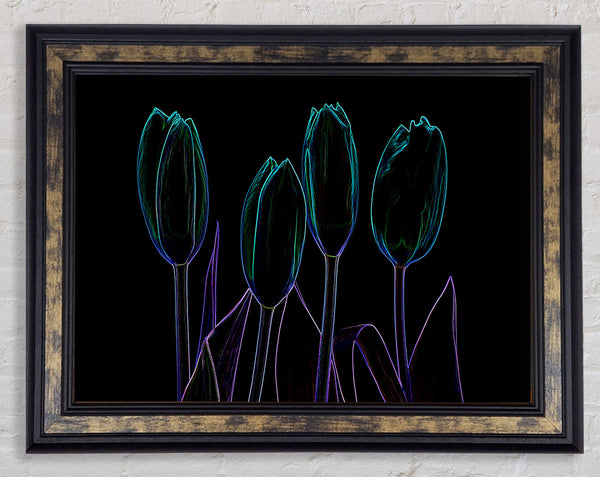 Abstract Neon Floral 30 Framed Print