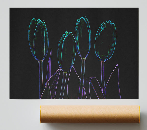 Abstarct Neon Floral 30 Print