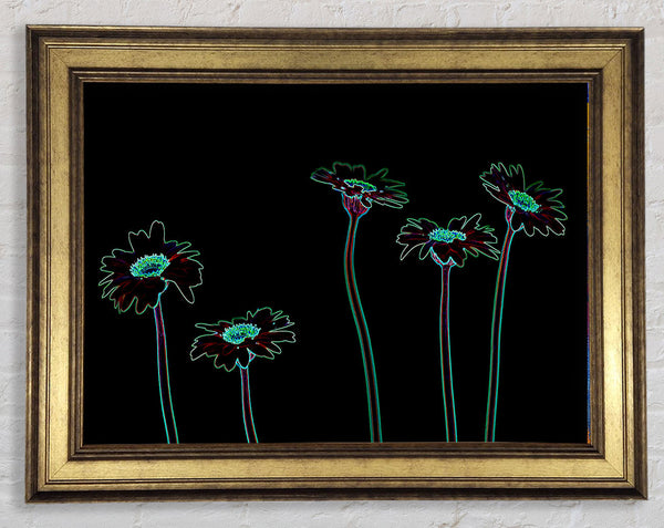 Abstract Neon Floral 29 Framed Print