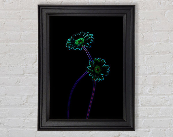 Abstract Neon Floral 26 Framed Print