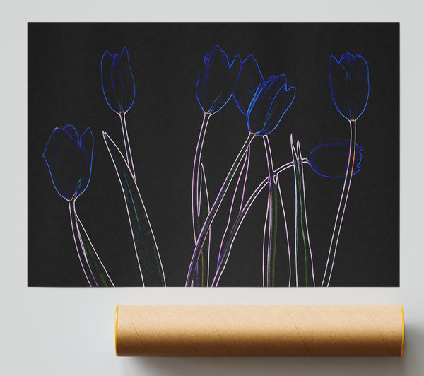 Abstarct Neon Floral 23 Poster