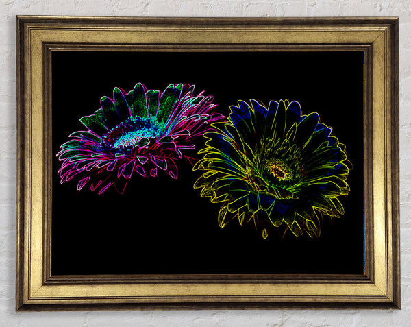 Abstract Neon Floral 12 Framed Print