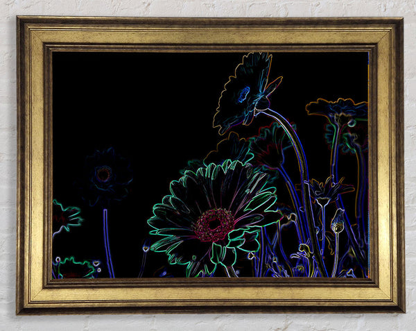 Abstract Neon Floral 04 Framed Print