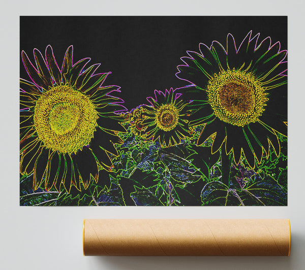 Abstarct Neon Floral 36 Print