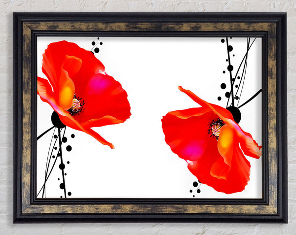Twin Poppy Abstract Framed Print
