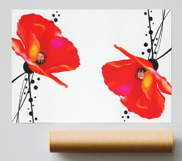 Twin Poppy Abstract Poster