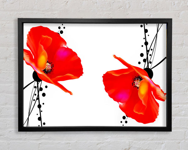 Twin Poppy Abstract Framed Print