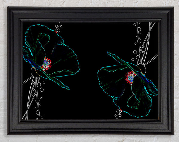 Abstract Neon Floral 09 Framed Print
