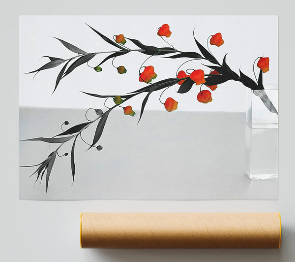 Vase Of Orange Buds B N W Giclee Print