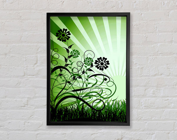 Green Sunrays Framed Print