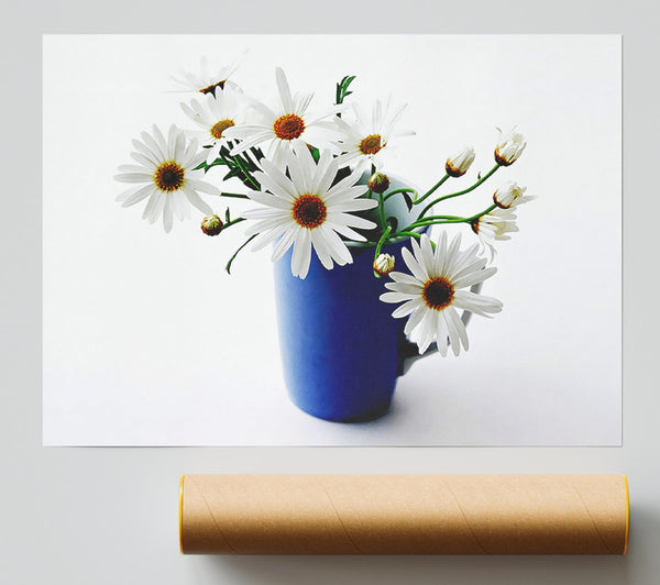 A Vase Of White Daisies Print