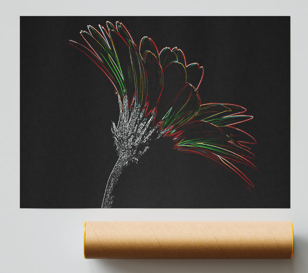 Abstract Neon Floral Delight Poster