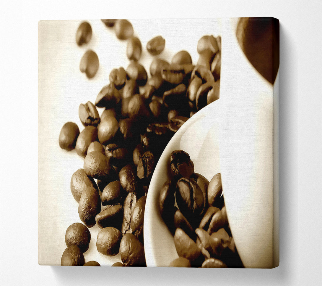  A Canvas Print of Coffee Cup With Beans Canvas Wall Art