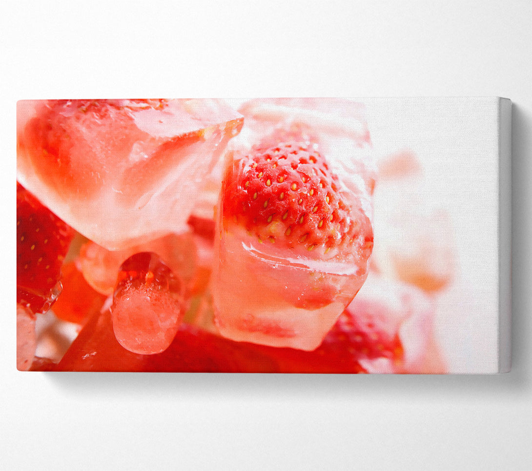  A Canvas Print of Strawberries On Ice Cubes Canvas Print