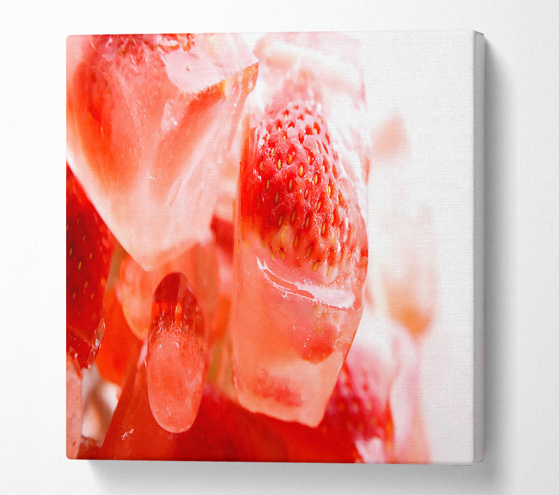  A Canvas Print of Strawberries On Ice Cubes Canvas Print