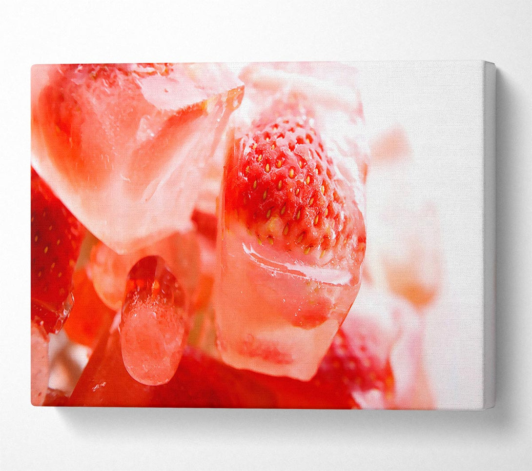  A Canvas Print of Strawberries On Ice Cubes Canvas Print