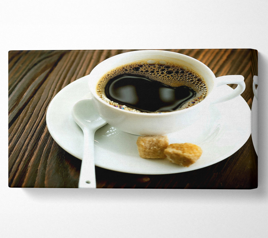 A Canvas Print of Cup Of Coffee And Sugar Cubes Canvas Print