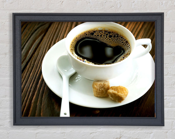 Cup Of Coffee And Sugar Cubes Framed Print