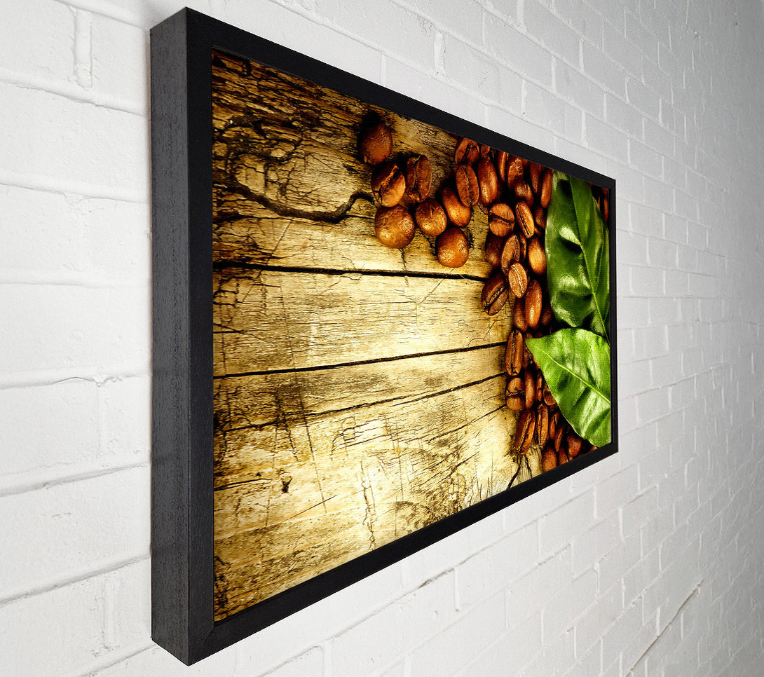  A Canvas Print of Coffee Beans And Leaves Canvas Art