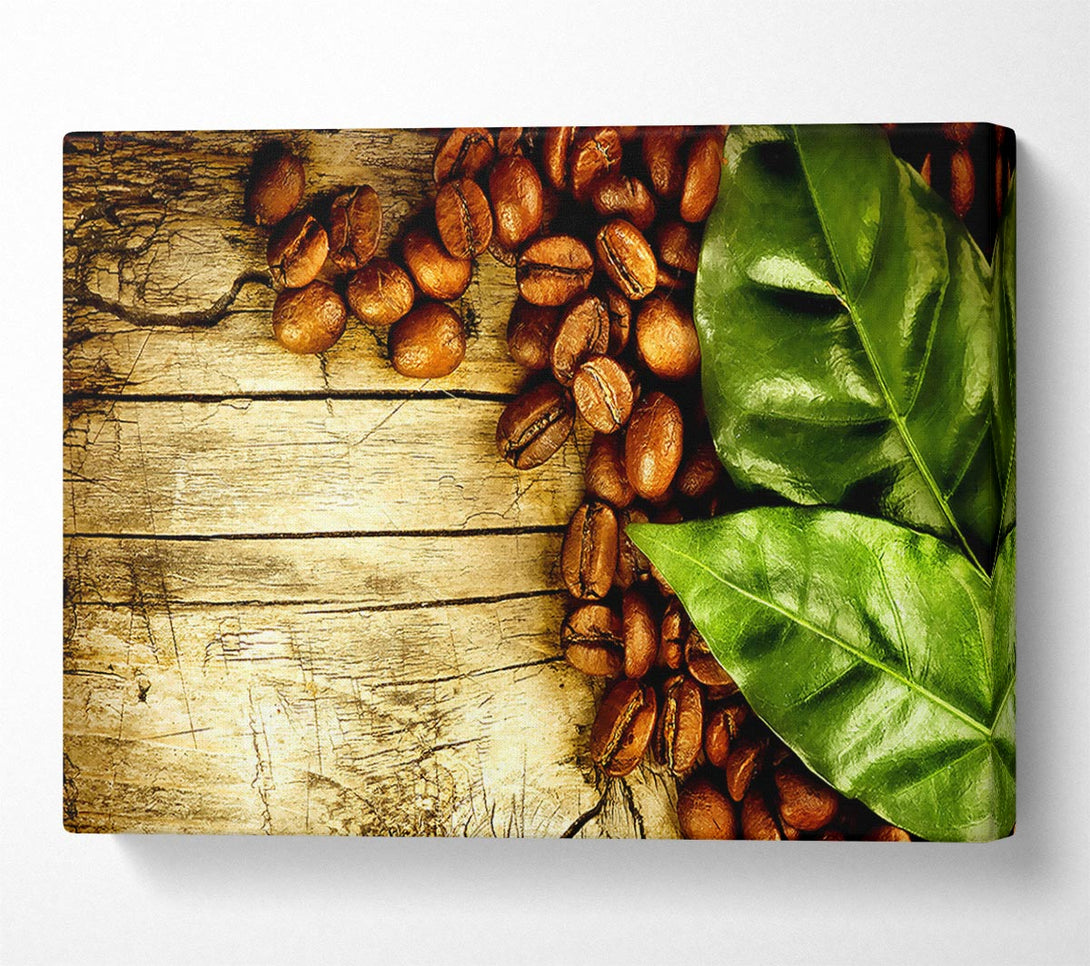  A Canvas Print of Coffee Beans And Leaves Canvas Art