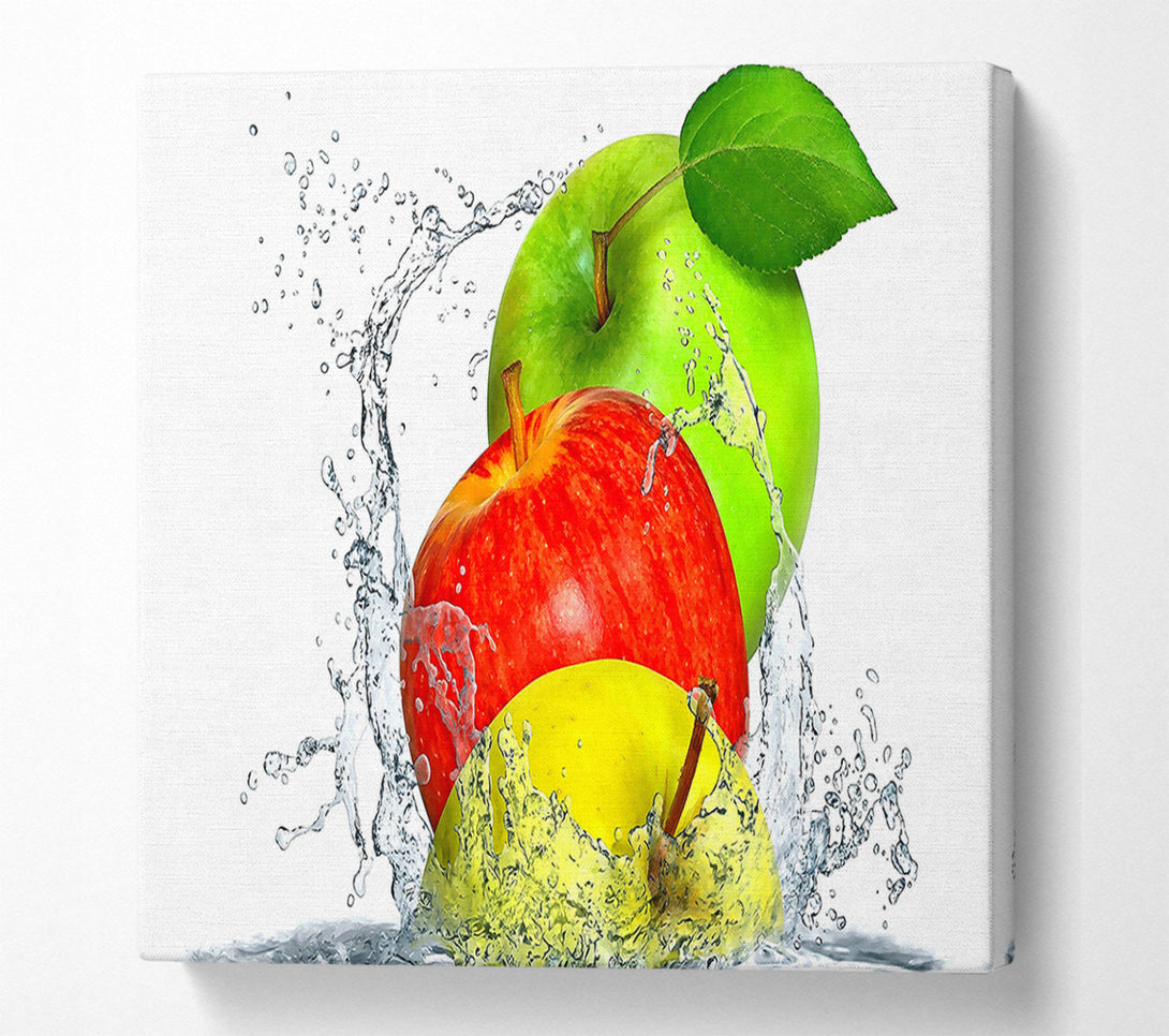  A Canvas Print of Apples Splashing Water Canvas Wall Art