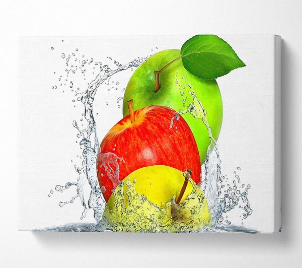  A Canvas Print of Apples Splashing Water Canvas Wall Art