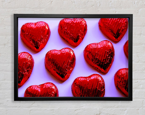 Red Chocolate Love Hearts Framed Print
