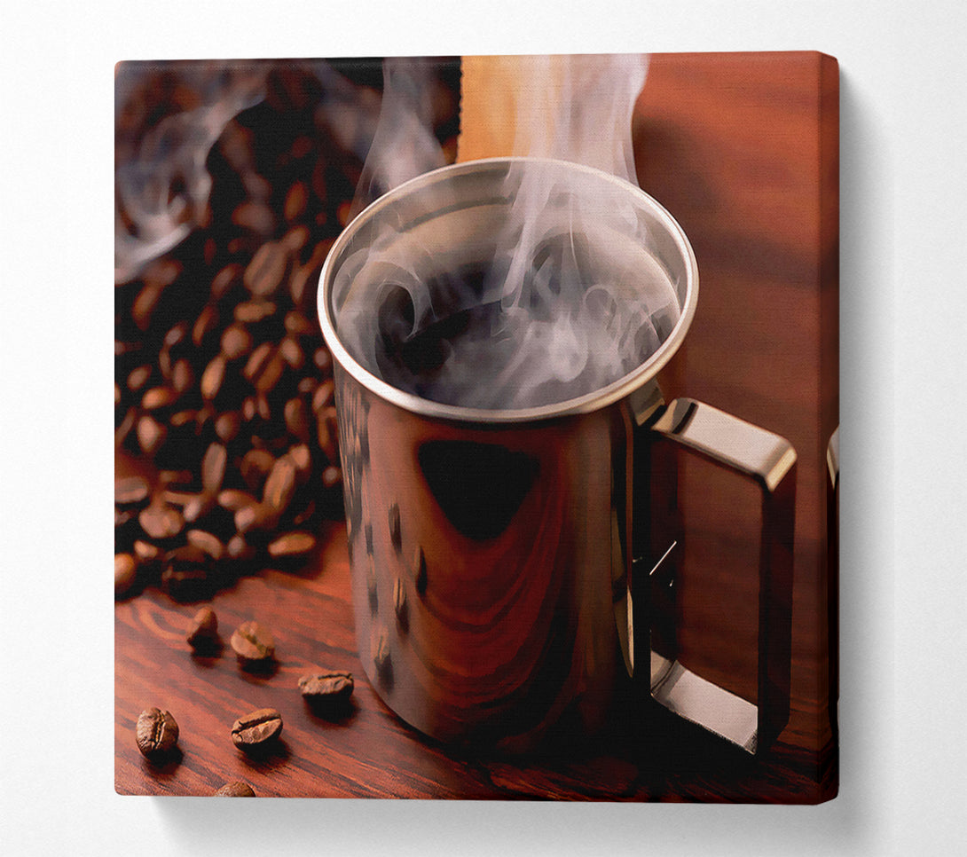  A Canvas Print of Steaming Hot Coffee Canvas Wall Art