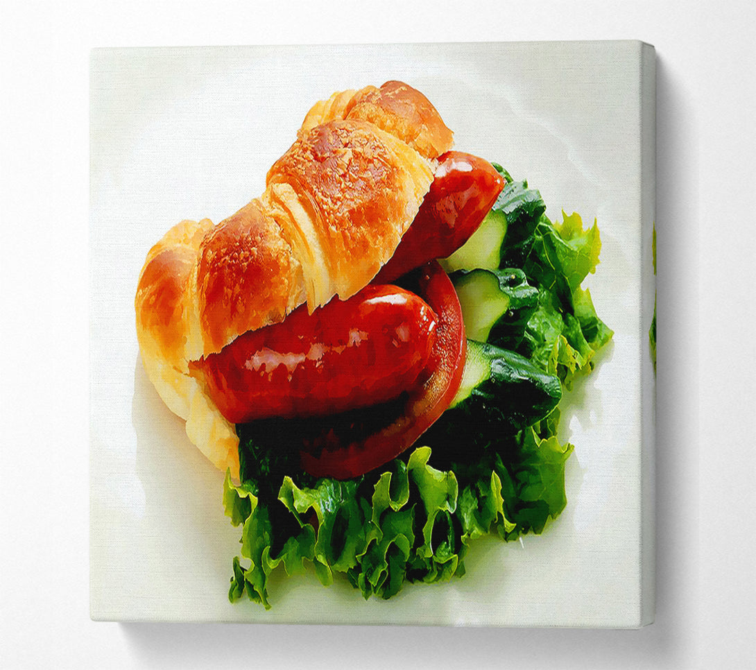  A Canvas Print of Sausage Croissant Canvas Art