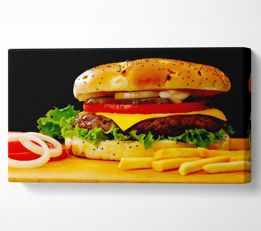  A Canvas Print of Burger And Fries Canvas Wall Art